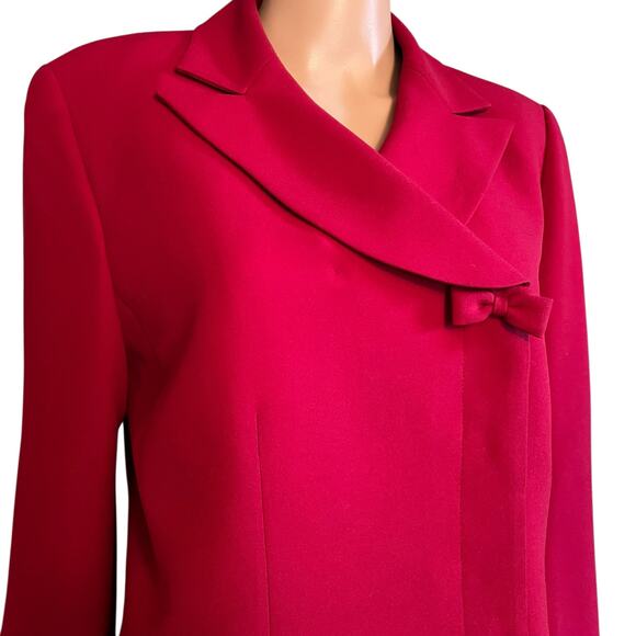 Kasper A.S.L. Brick Red Blazer 14 Bow Detail Career Academia Old Money Luxe Glam - Picture 3 of 8